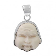 Buddha Head Bone Pendant, Sterling Silver