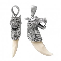 Dragon Hook Bone Pendant, Sterling Silver