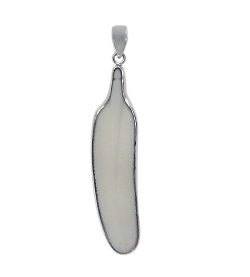 Feather Bone Pendant, Sterling Silver