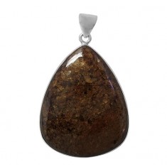 Triangular Bronzite Pendant, Sterling Silver