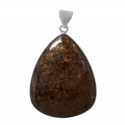 Triangular Bronzite Pendant, Sterling Silver
