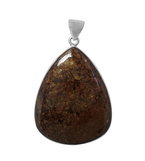 Triangular Bronzite Pendant, Sterling Silver