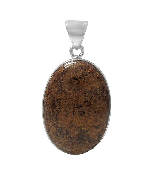 Oval Bronzite Pendant, Sterling Silver