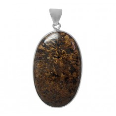 Oval Bronzite Pendant, Sterling Silver