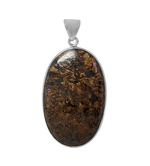 Oval Bronzite Pendant, Sterling Silver