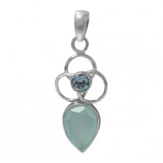 Two Stone Chalcedony Pendant, Sterling Silver