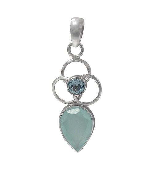 Two Stone Chalcedony Pendant, Sterling Silver
