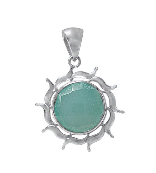 Round Chalcedony Pendant, Sterling Silver