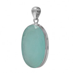 Oval Chalcedony Pendant, Sterling Silver