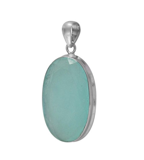 Oval Chalcedony Pendant, Sterling Silver