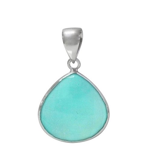 Teardrop Chalcedony Pendant, Sterling Silver