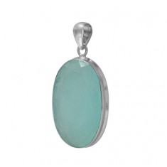 Oval Chalcedony Pendant, Sterling Silver