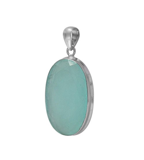 Oval Chalcedony Pendant, Sterling Silver