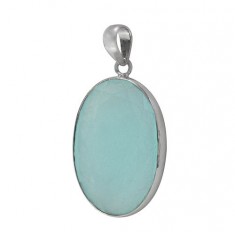 Oval Chalcedony Pendant, Sterling Silver