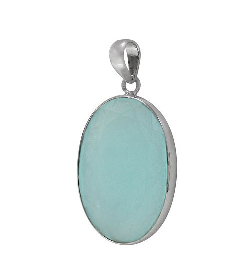 Oval Chalcedony Pendant, Sterling Silver