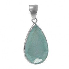 Teardrop Chalcedony Pendant, Sterling Silver