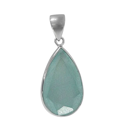 Teardrop Chalcedony Pendant, Sterling Silver