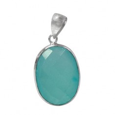 Oval Chalcedony Pendant, Sterling Silver