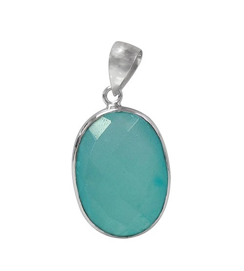 Oval Chalcedony Pendant, Sterling Silver