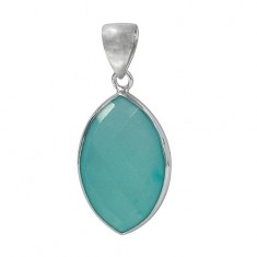 Marquise Chalcedony Pendant, Sterling Silver