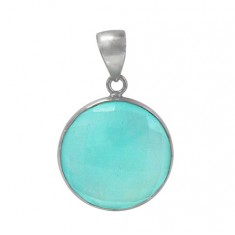 Round Chalcedony Pendant, Sterling Silver