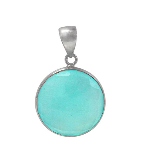 Round Chalcedony Pendant, Sterling Silver