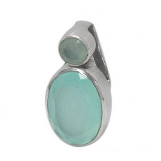 Two Stone Chalcedony Pendant, Sterling Silver