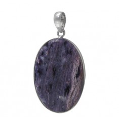 Oval Charoite Pendant, Sterling Silver