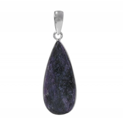 Teardrop Charoite Pendant, Sterling Silver