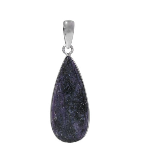 Teardrop Charoite Pendant, Sterling Silver