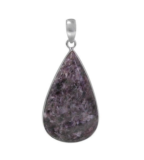 Teardrop Charoite Pendant, Sterling Silver