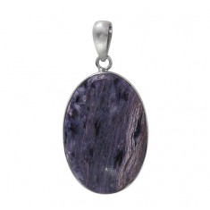 Oval Charoite Pendant, Sterling Silver