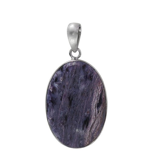 Oval Charoite Pendant, Sterling Silver