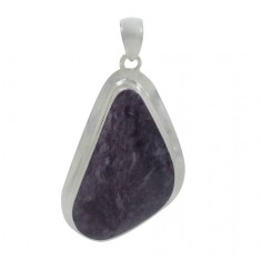 Free Form Charoite Pendant, Sterling Silver