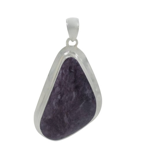 Free Form Charoite Pendant, Sterling Silver