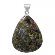 Teardrop Sticklite Charoite Pendant, Sterling Silver