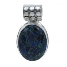 Oval Chrysocolla Pendant, Sterling Silver