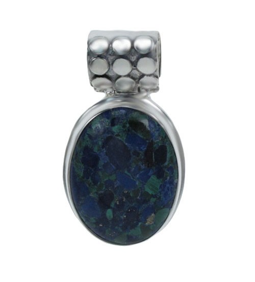 Oval Chrysocolla Pendant, Sterling Silver