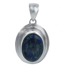 Oval Chrysocolla Pendant, Sterling Silver