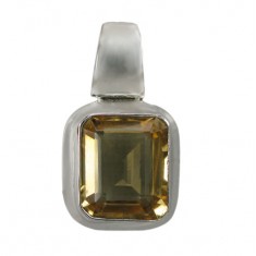 Rectangular Citrine Pendant, Sterling Silver