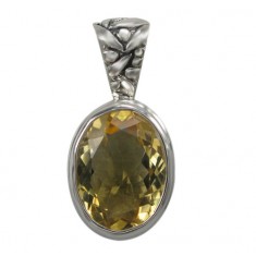 Oval Citrine Pendant, Sterling Silver