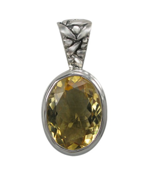 Oval Citrine Pendant, Sterling Silver