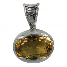 Oval Citrine Pendant, Sterling Silver