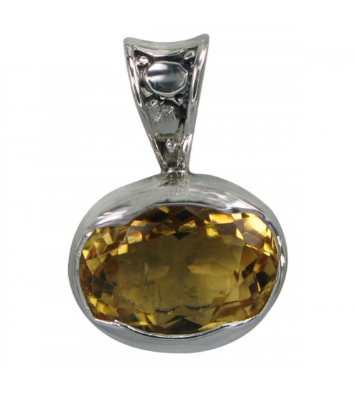 Oval Citrine Pendant, Sterling Silver