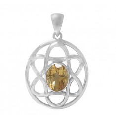 Oval Citrine Pendant, Sterling Silver