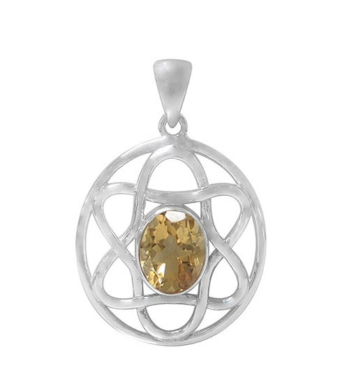 Oval Citrine Pendant, Sterling Silver