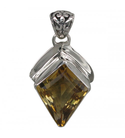 Free Shape Citrine Pendant, Sterling Silver