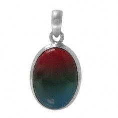 Oval Bio Crystal Pendant, Sterling Silver