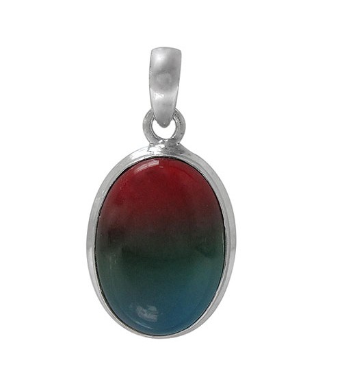 Oval Bio Crystal Pendant, Sterling Silver