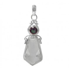 Unique Crystal & Mystic Quartz Pendant, Sterling Silver